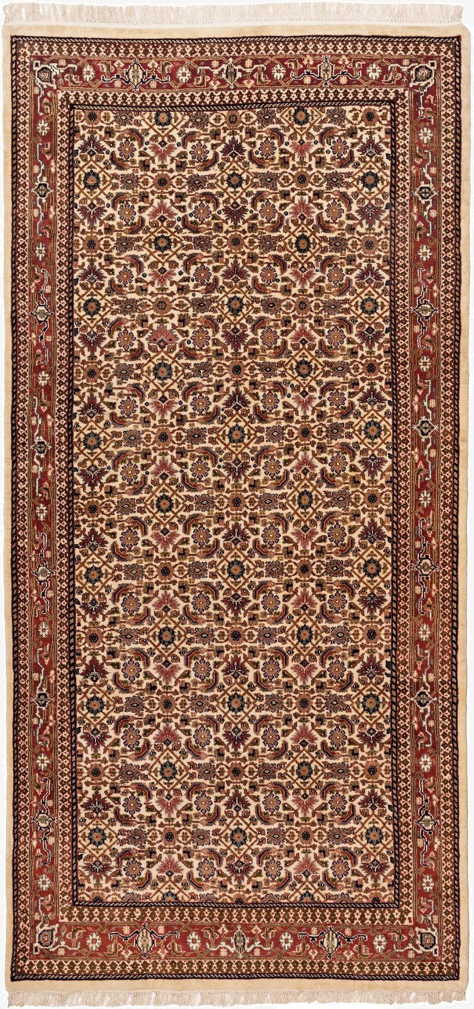  4' 10 x 9' 10  Hand Knotted Farahan Wool Runner Rug