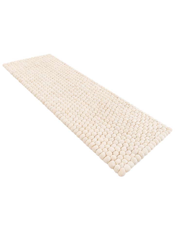 Ivory 2' 2 x 6' 1 Felt Ball Wool Runner Rug | Rugs.com
