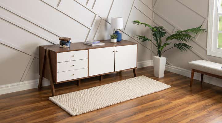 Ivory 2' x 8' Hand Woven Felt Ball Wool Runner Rug | Rugs.com