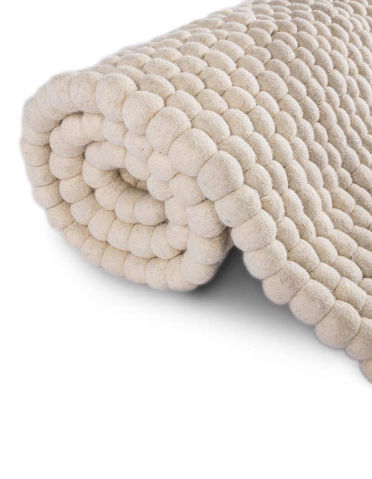 Detail image of  2' x 4' 1  Hand Woven Felt Ball Wool Runner Rug