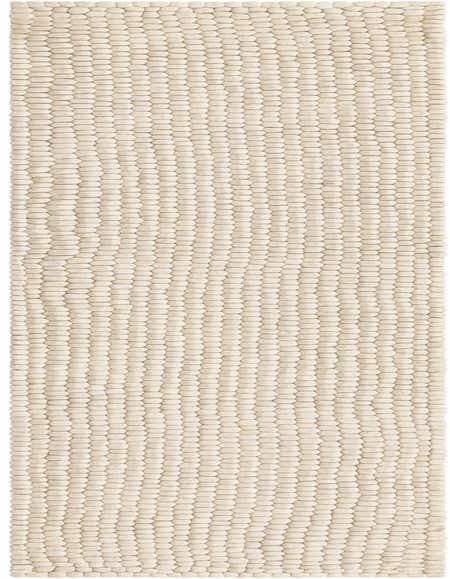 A 12 Ft Felt Ball Runner Rug in creamy ivory wool, featuring a textured shag pile of tightly packed felted balls, perfect for a hallway.