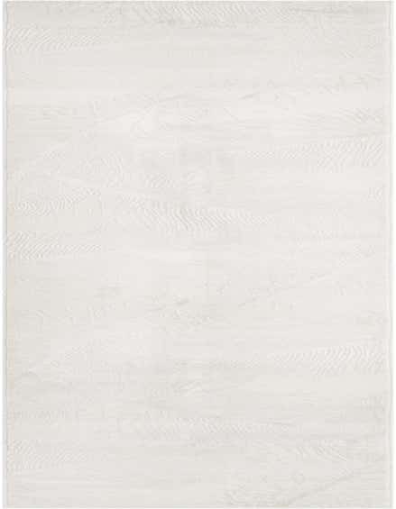 A 12 ft runner rug in ivory and cream with a subtle high-low tropical floral pattern, perfect for a hallway.