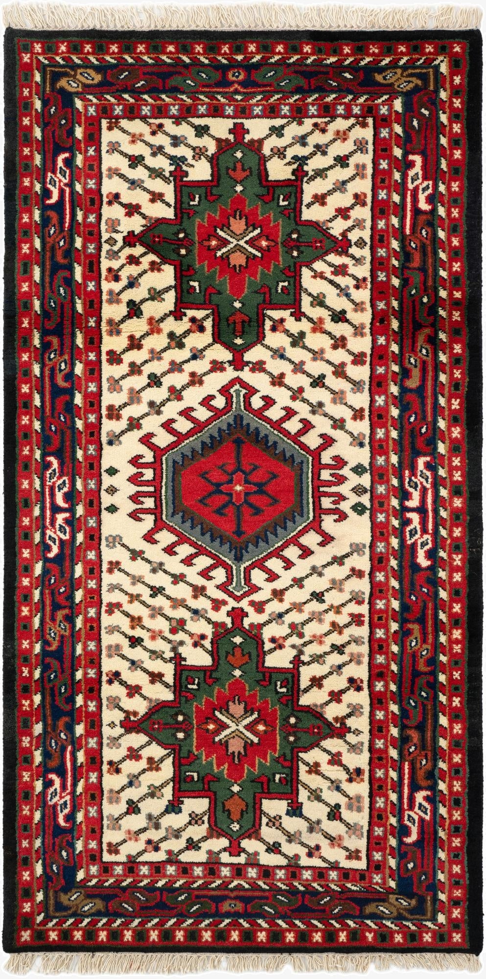  3' 3 x 6' 3  Hand Knotted Gharajeh Wool Runner Rug