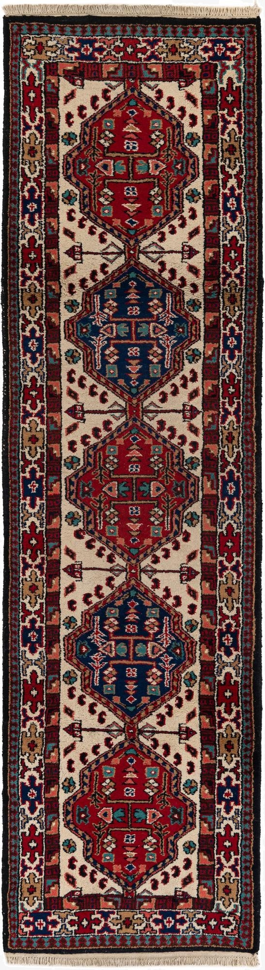  2' 9 x 9' 9  Hand Knotted Heriz Wool Runner Rug