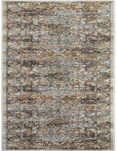 A 12 ft runner rug from the Isabella collection, featuring a distressed traditional medallion pattern in ivories, creams, and whites, perfect for a hallway.