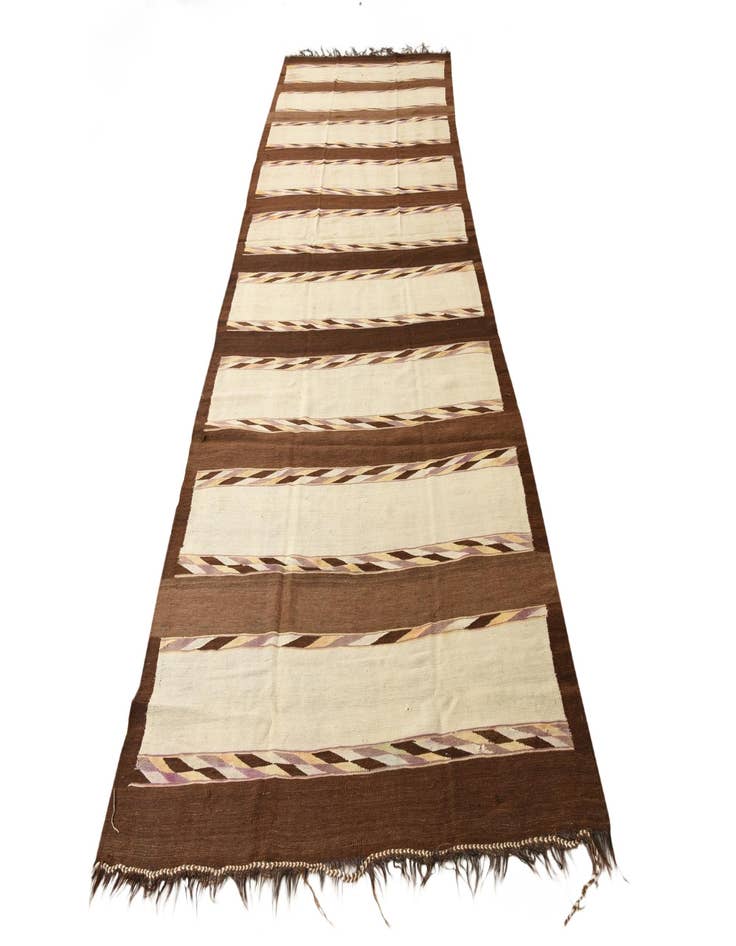 Detail image of  4' 10 x 14'  Hand Woven Kilim Fars Wool Runner Rug