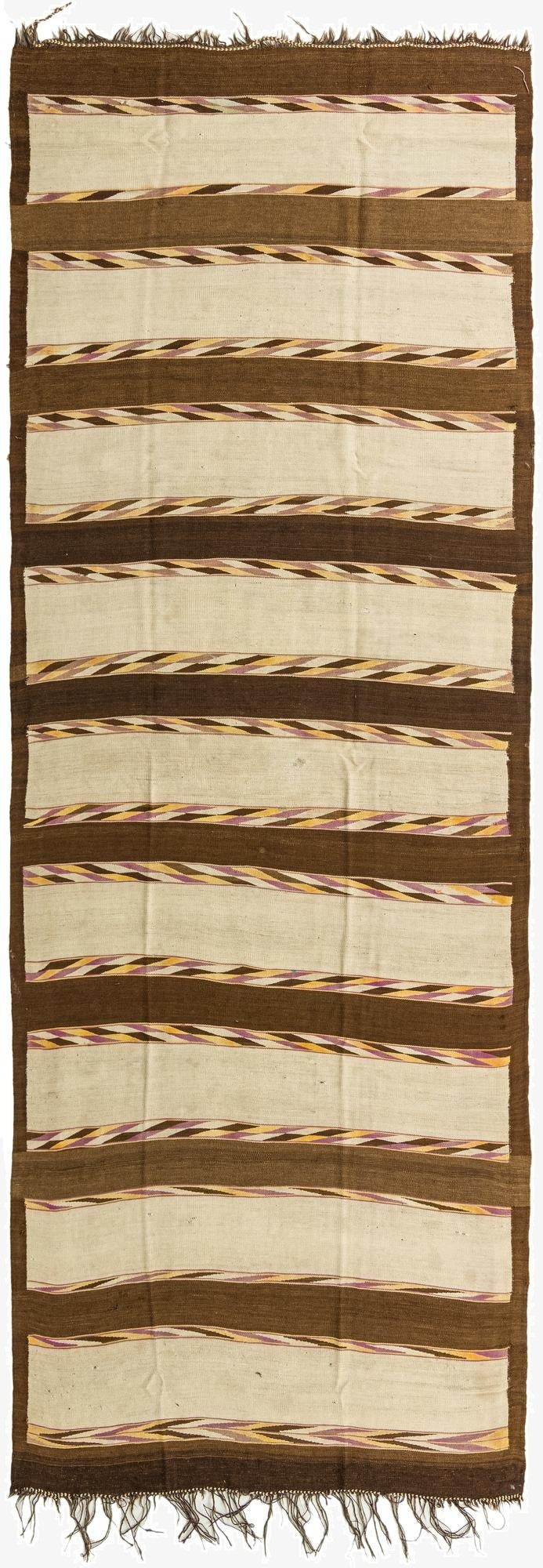  4' 10 x 14'  Hand Woven Kilim Fars Wool Runner Rug