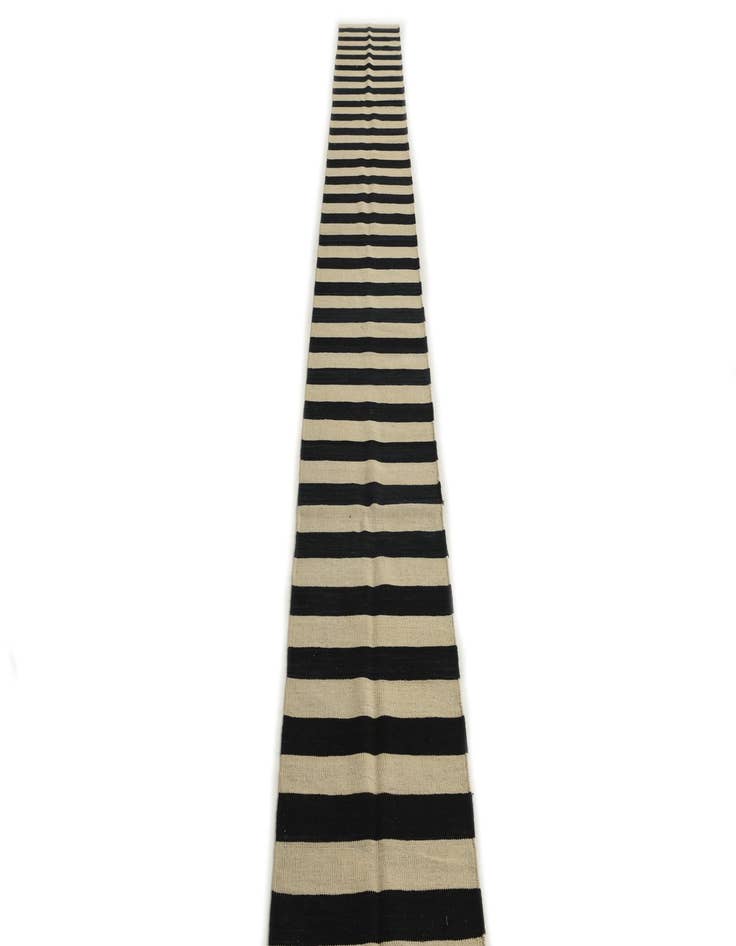 Detail image of  1' 9 x 14' 5  Hand Woven Kilim Modern Wool Runner Rug