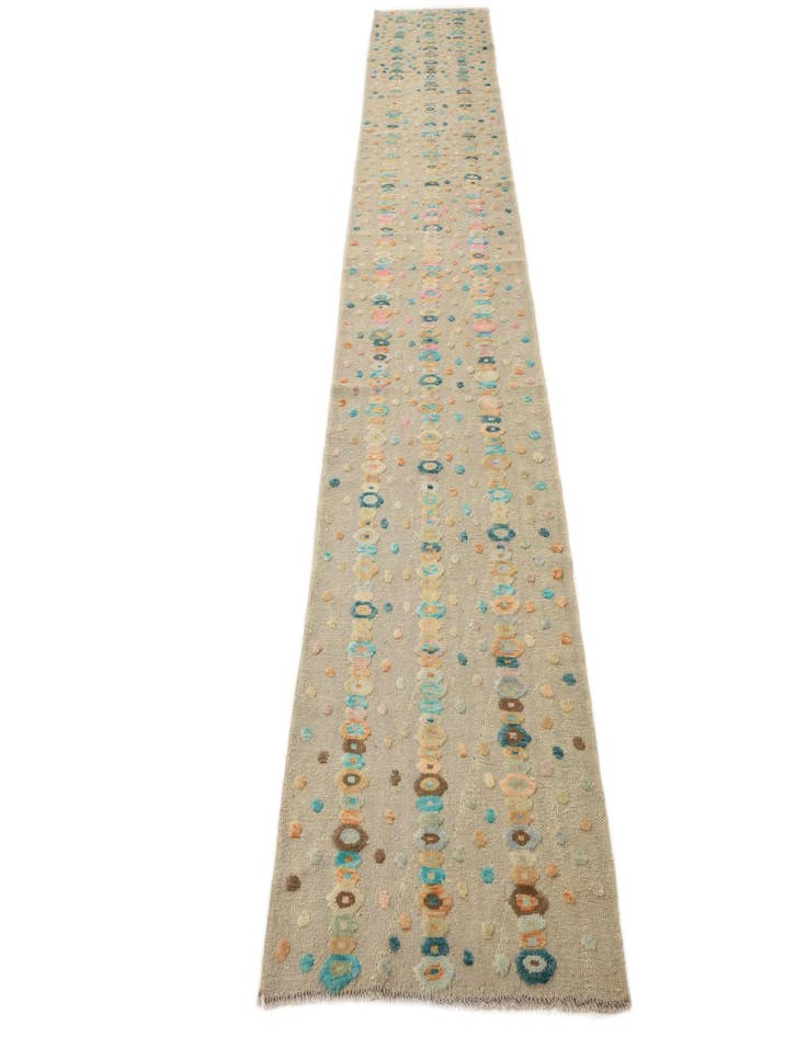 Detail image of  2' 8 x 12' 7  Hand Woven Kilim Modern Wool Runner Rug