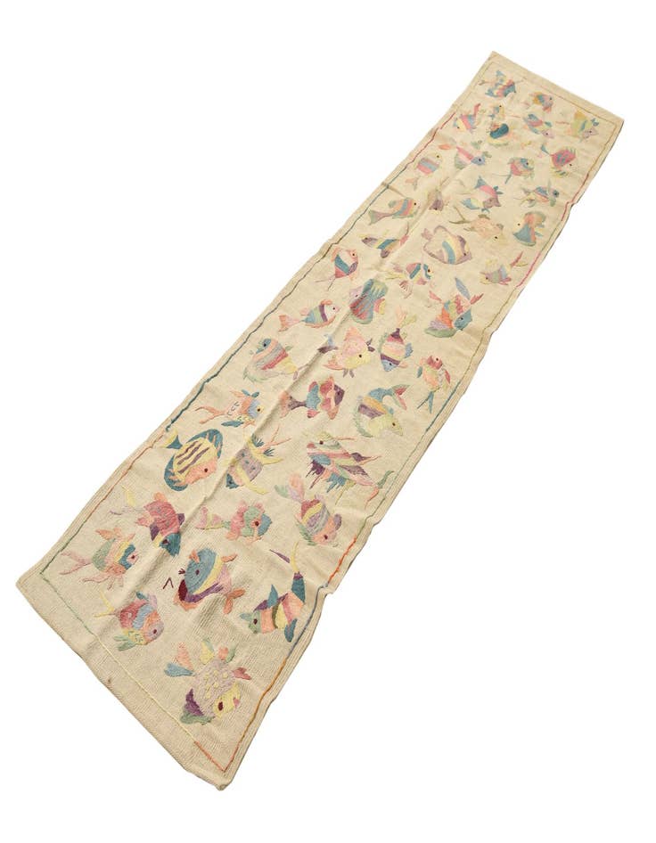 Detail image of  2' 3 x 9' 7  Hand Woven Kilim Suzani Wool Runner Rug