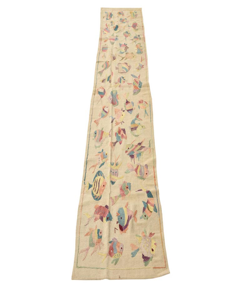 Detail image of  2' 3 x 9' 7  Hand Woven Kilim Suzani Wool Runner Rug