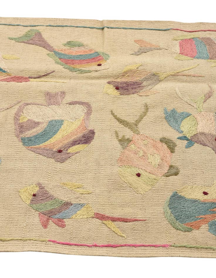 Detail image of  2' 3 x 9' 7  Hand Woven Kilim Suzani Wool Runner Rug