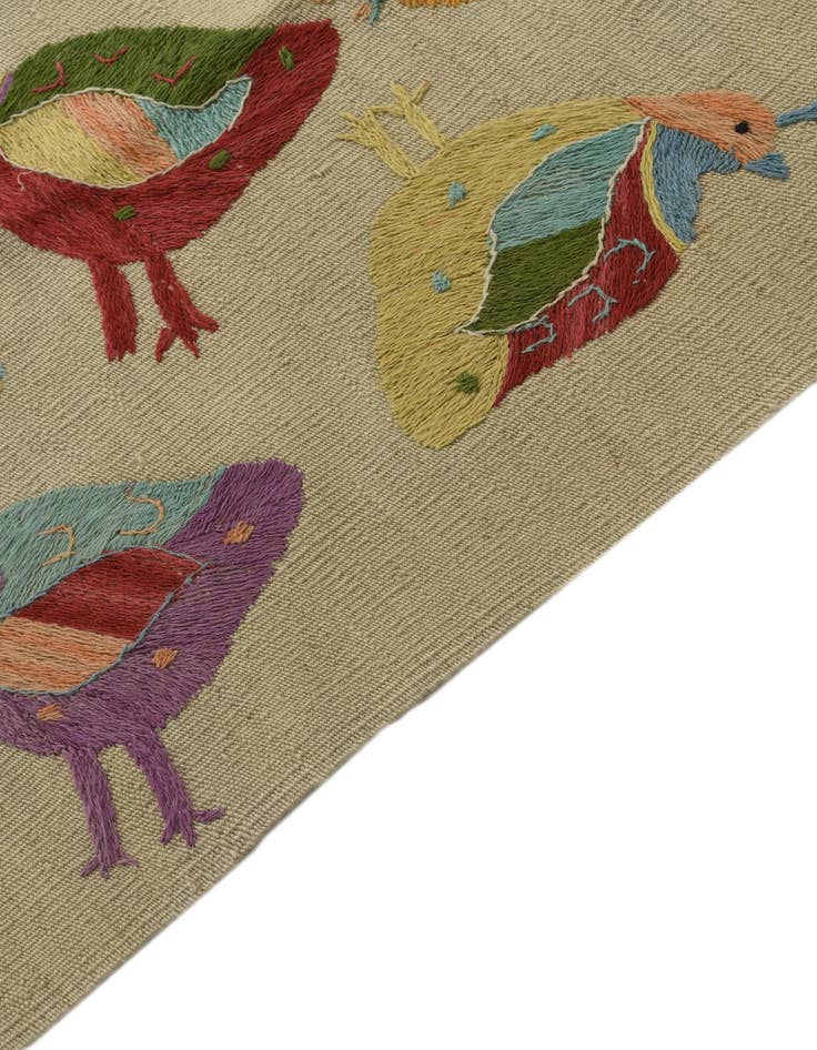 Detail image of  2' 5 x 9' 4  Hand Woven Kilim Suzani Wool Runner Rug