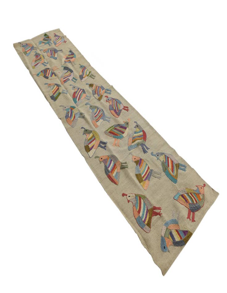 Detail image of  2' 4 x 9' 2  Hand Woven Kilim Suzani Wool Runner Rug