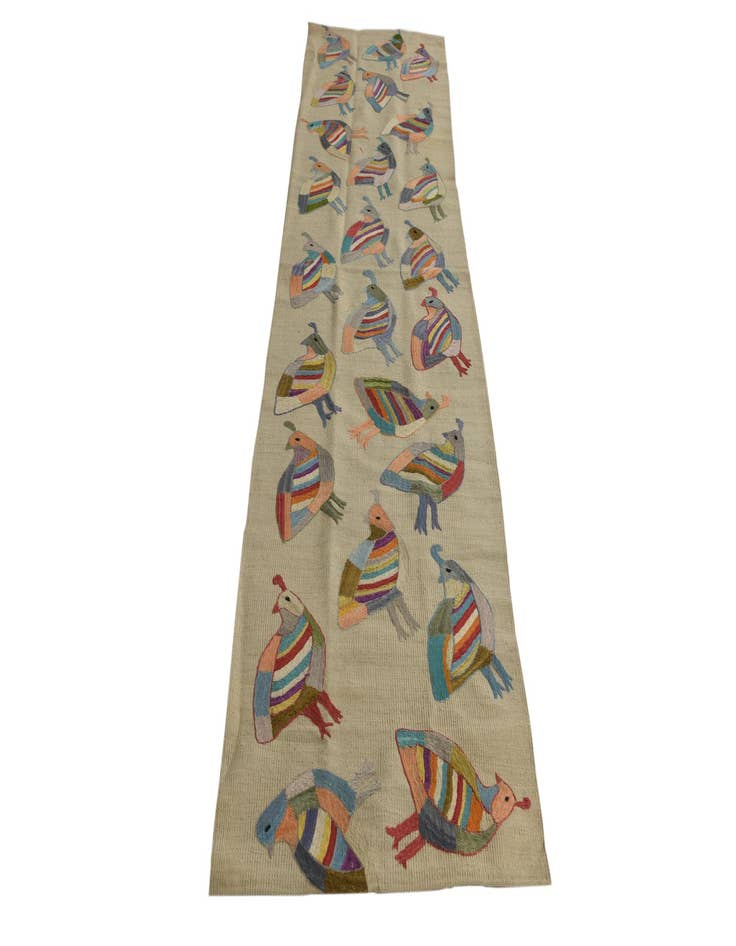 Detail image of  2' 4 x 9' 2  Hand Woven Kilim Suzani Wool Runner Rug