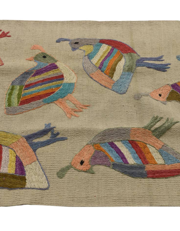 Detail image of  2' 4 x 9' 2  Hand Woven Kilim Suzani Wool Runner Rug