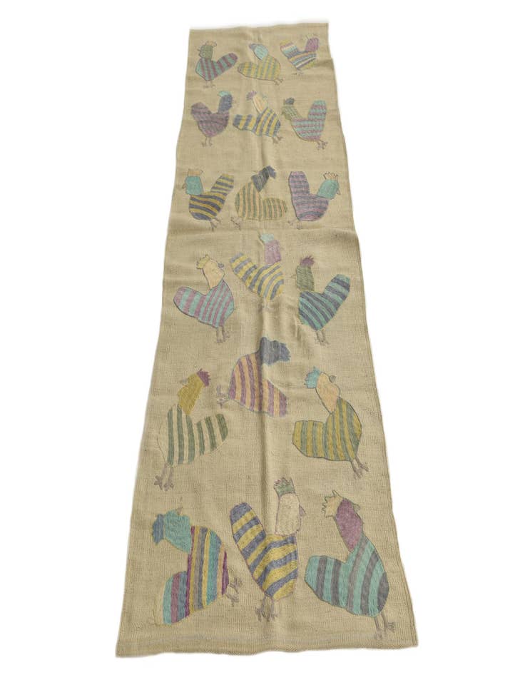 Detail image of  2' 8 x 7' 3  Hand Woven Kilim Suzani Wool Runner Rug