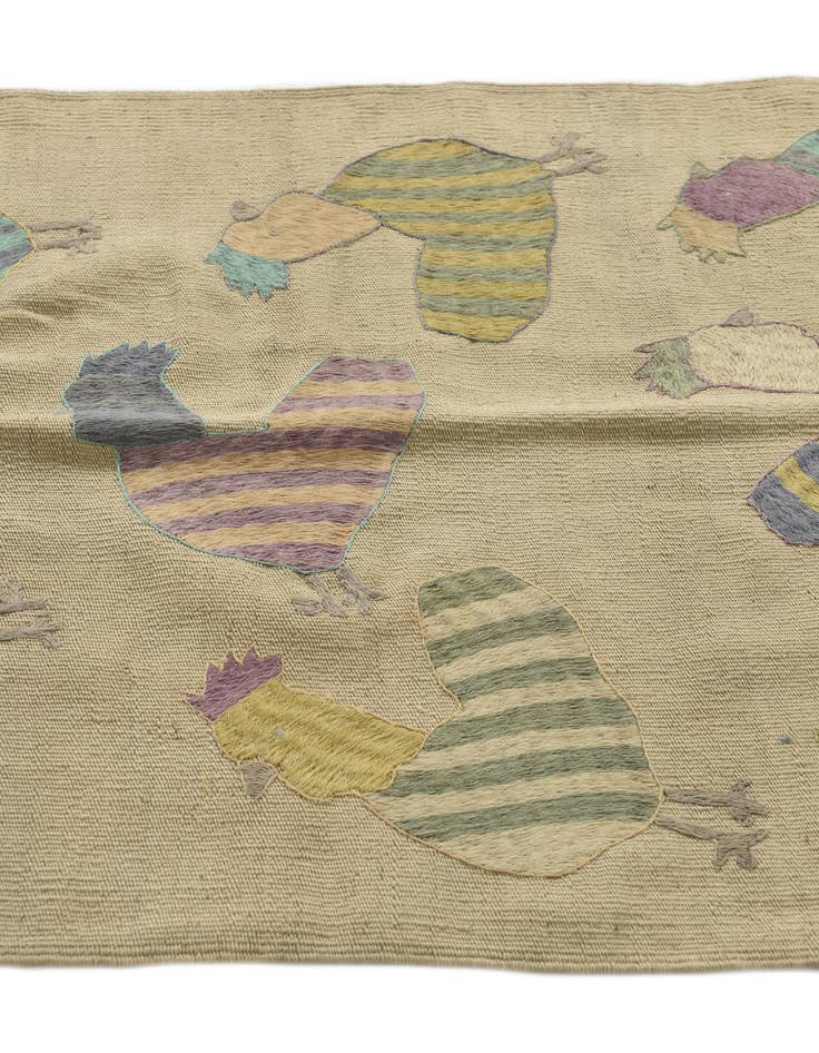 Detail image of  2' 8 x 7' 3  Hand Woven Kilim Suzani Wool Runner Rug