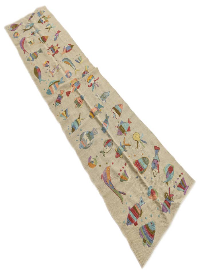 Detail image of  2' 3 x 9' 5  Hand Woven Kilim Suzani Wool Runner Rug