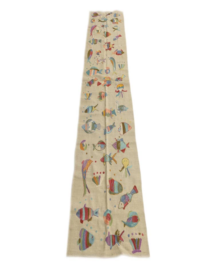 Detail image of  2' 3 x 9' 5  Hand Woven Kilim Suzani Wool Runner Rug