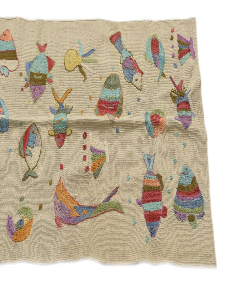 Detail image of  2' 3 x 9' 5  Hand Woven Kilim Suzani Wool Runner Rug