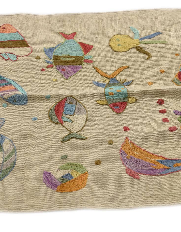 Detail image of  2' 3 x 9' 5  Hand Woven Kilim Suzani Wool Runner Rug