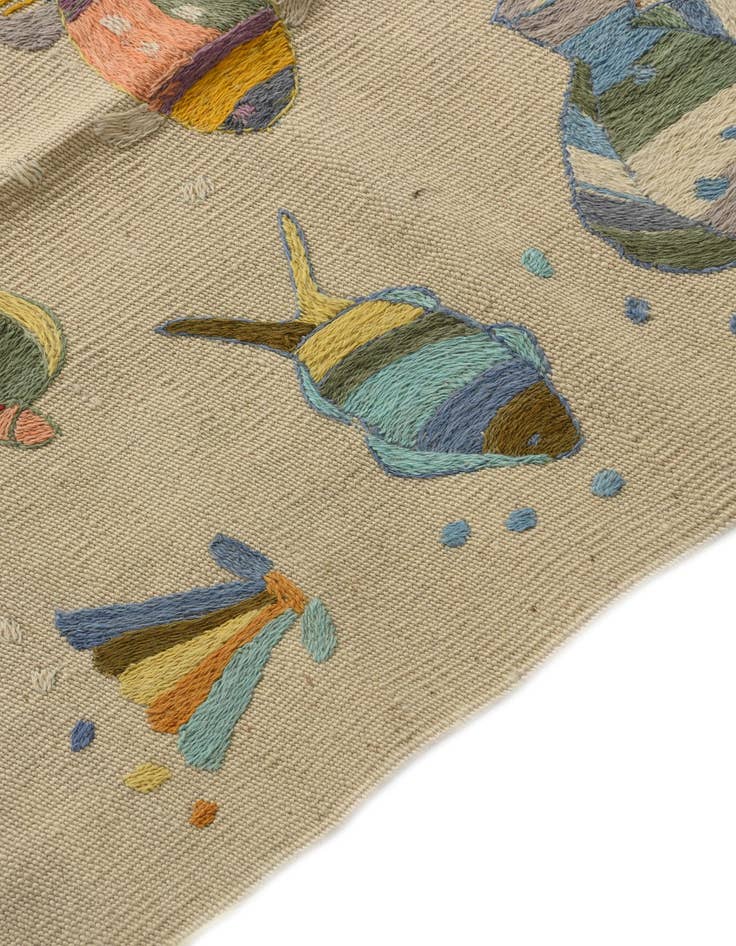 Detail image of  2' 3 x 9' 5  Hand Woven Kilim Suzani Wool Runner Rug