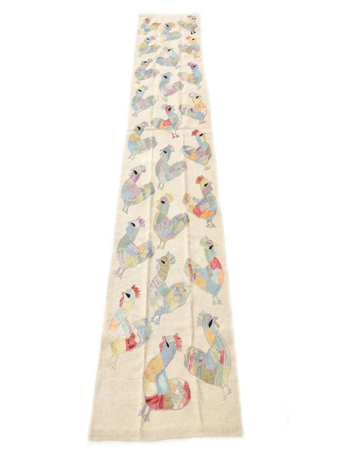 Detail image of  2' 4 x 9' 3  Hand Woven Kilim Suzani Wool Runner Rug