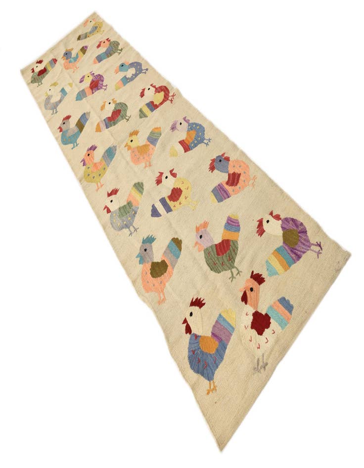 Detail image of 2' x 9' 2 Hand Woven Kilim Suzani Wool Runner Rug