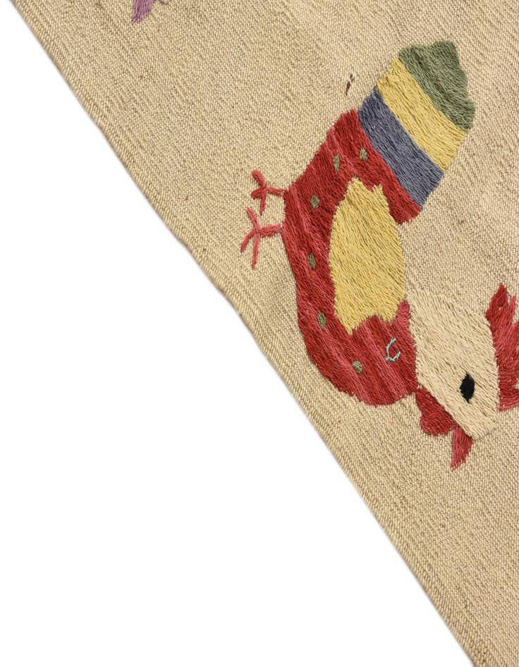 Detail image of 2' x 9' 2 Hand Woven Kilim Suzani Wool Runner Rug