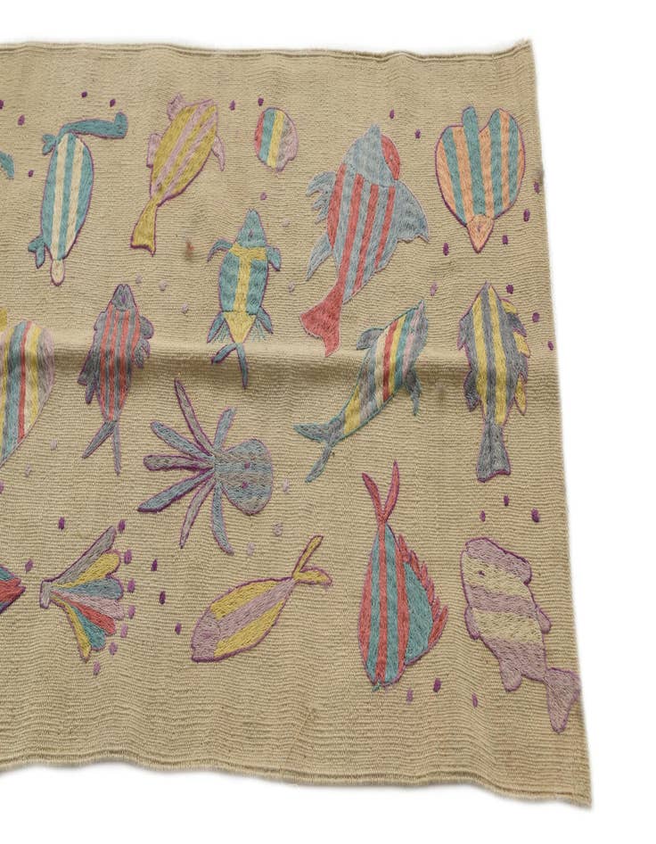 Detail image of  2' 4 x 9'  Hand Woven Kilim Suzani Wool Runner Rug