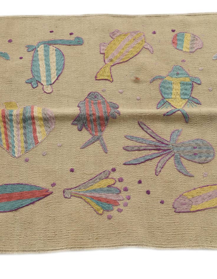 Detail image of  2' 4 x 9'  Hand Woven Kilim Suzani Wool Runner Rug