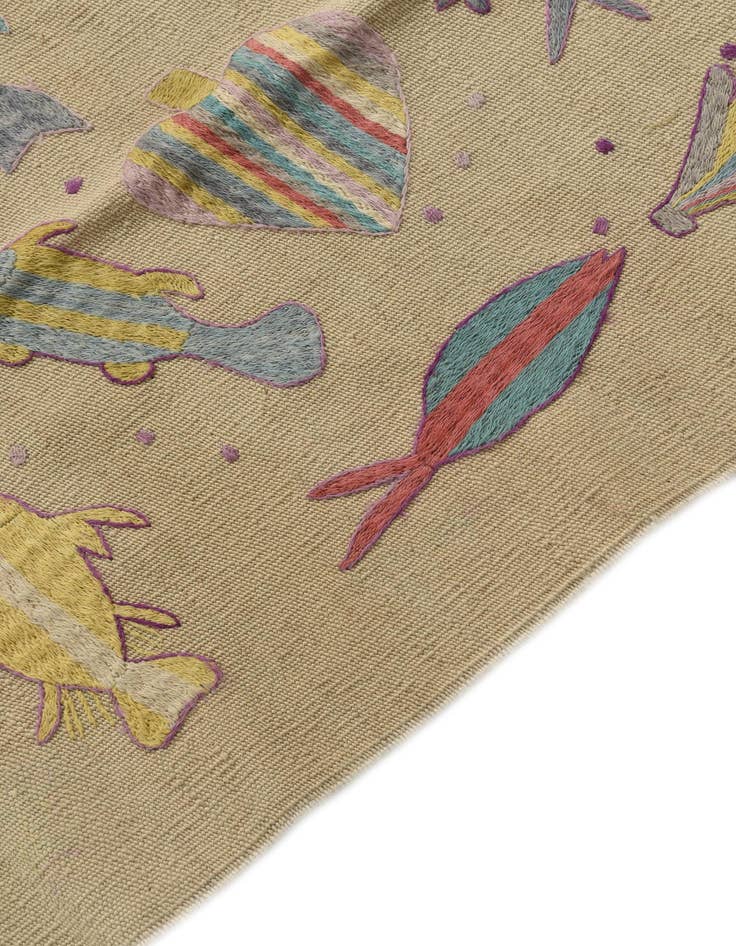 Detail image of  2' 4 x 9'  Hand Woven Kilim Suzani Wool Runner Rug