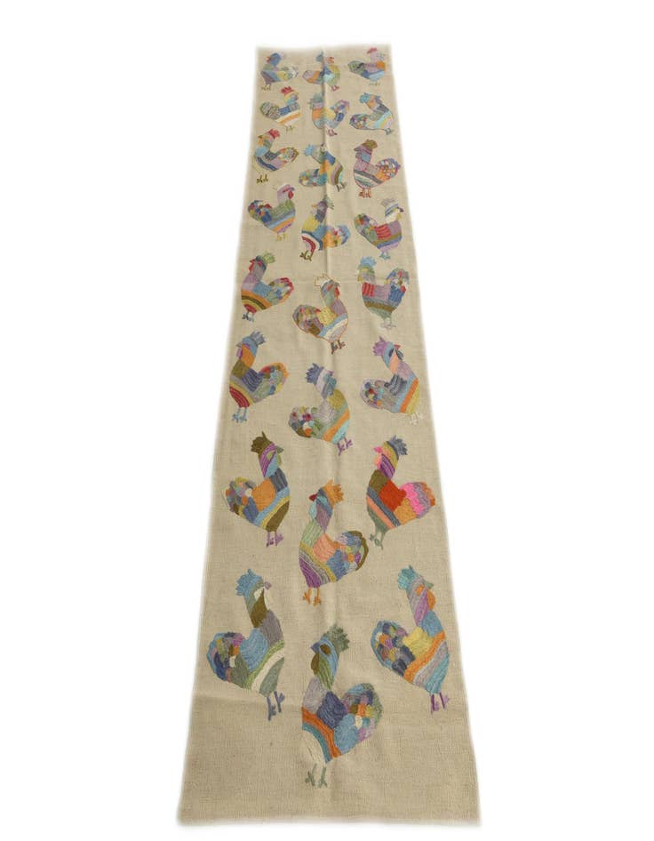 Detail image of  2' 9 x 9' 3  Hand Woven Kilim Suzani Wool Runner Rug