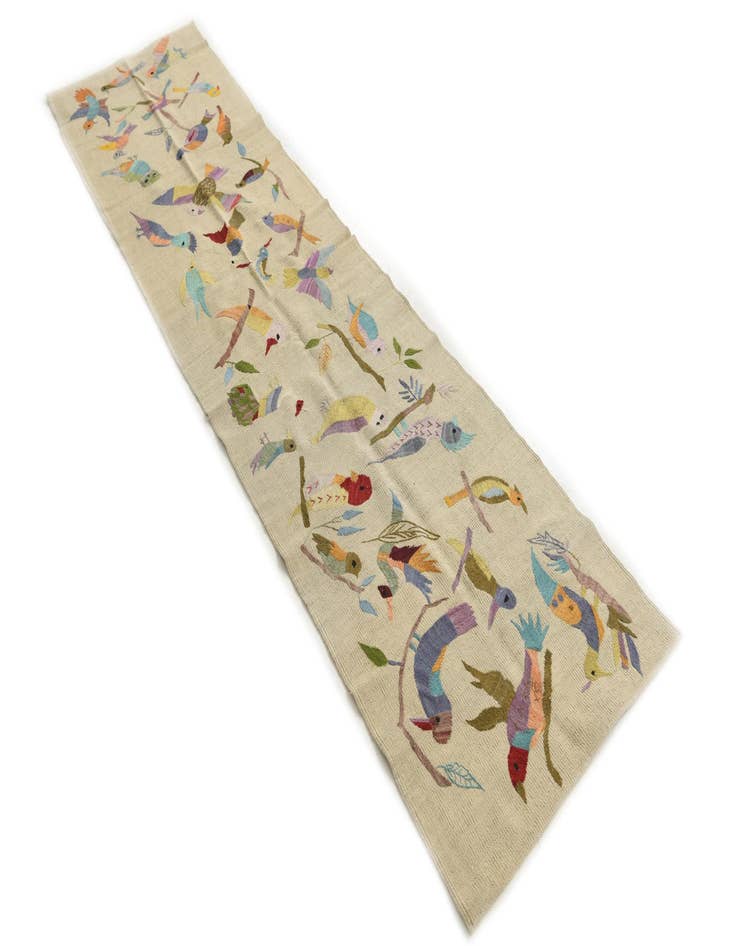 Detail image of  2' 4 x 9' 4  Hand Woven Kilim Suzani Wool Runner Rug