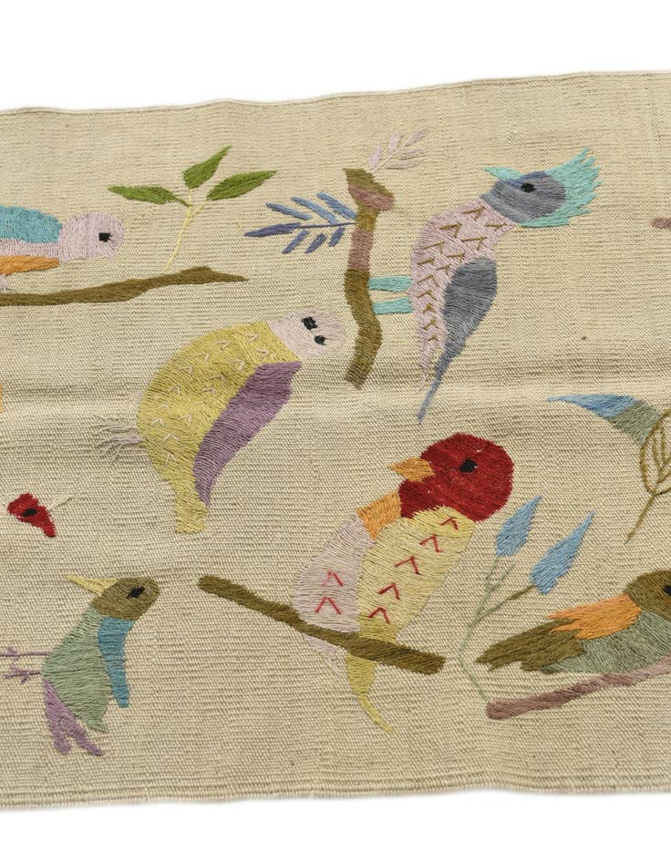 Detail image of  2' 4 x 9' 4  Hand Woven Kilim Suzani Wool Runner Rug