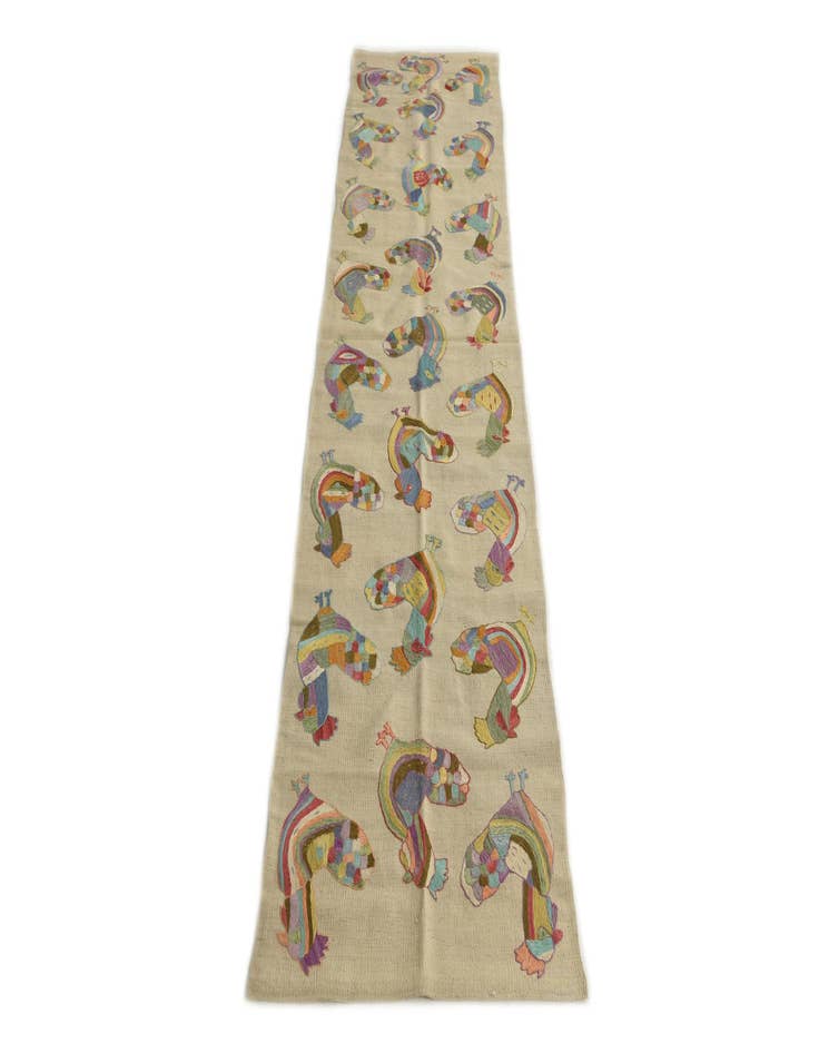 Detail image of  2' 5 x 9' 3  Hand Woven Kilim Suzani Wool Runner Rug