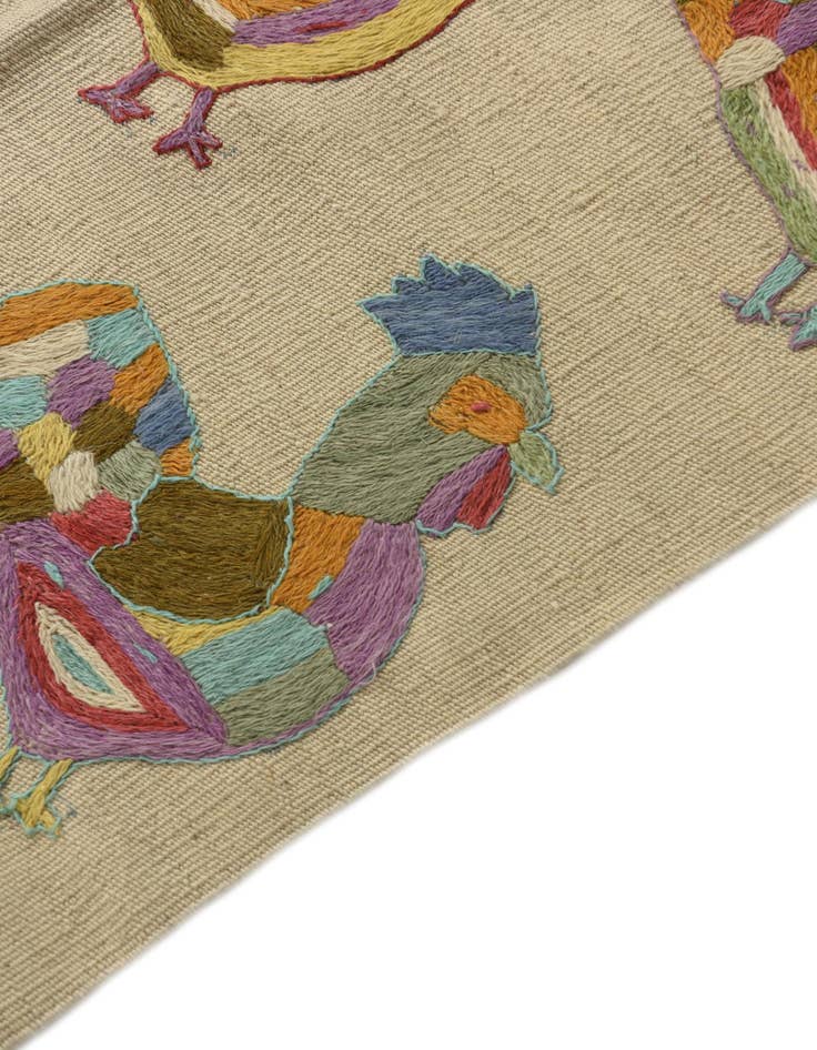 Detail image of  2' 5 x 9' 3  Hand Woven Kilim Suzani Wool Runner Rug