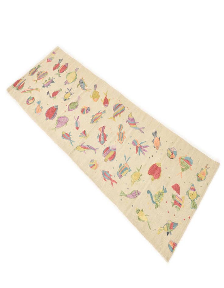 Detail image of  2' 7 x 7' 9  Hand Woven Kilim Suzani Wool Runner Rug