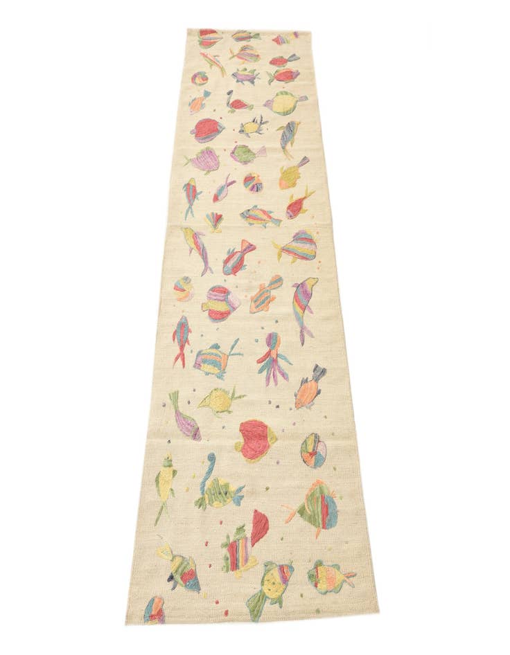 Detail image of  2' 7 x 7' 9  Hand Woven Kilim Suzani Wool Runner Rug