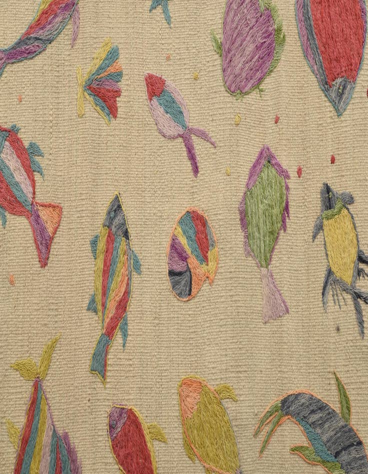 Detail image of  2' 7 x 7' 9  Hand Woven Kilim Suzani Wool Runner Rug