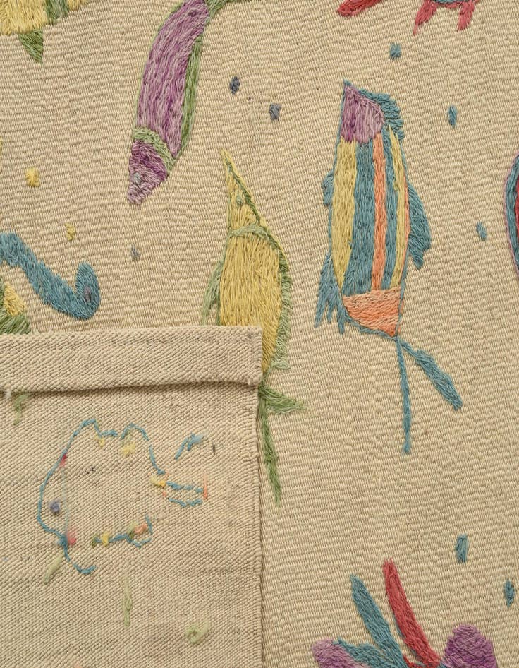 Detail image of  2' 7 x 7' 9  Hand Woven Kilim Suzani Wool Runner Rug