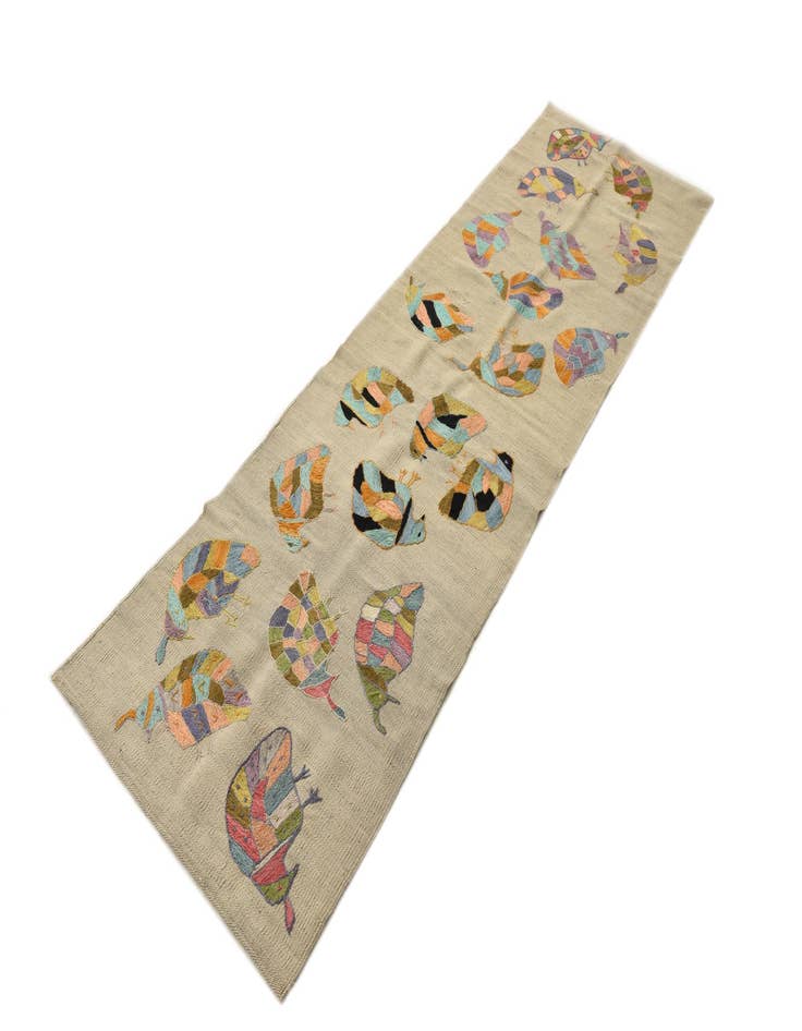 Detail image of  2' 3 x 7' 6  Hand Woven Kilim Suzani Wool Runner Rug