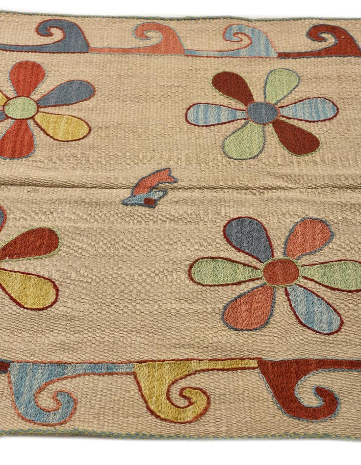 Detail image of  2' 10 x 8' 8  Hand Woven Kilim Suzani Wool Runner Rug