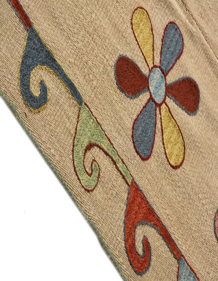 Detail image of  2' 10 x 8' 8  Hand Woven Kilim Suzani Wool Runner Rug