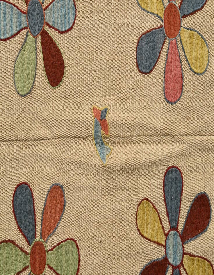 Detail image of  2' 10 x 8' 8  Hand Woven Kilim Suzani Wool Runner Rug