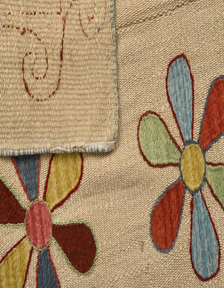 Detail image of  2' 10 x 8' 8  Hand Woven Kilim Suzani Wool Runner Rug