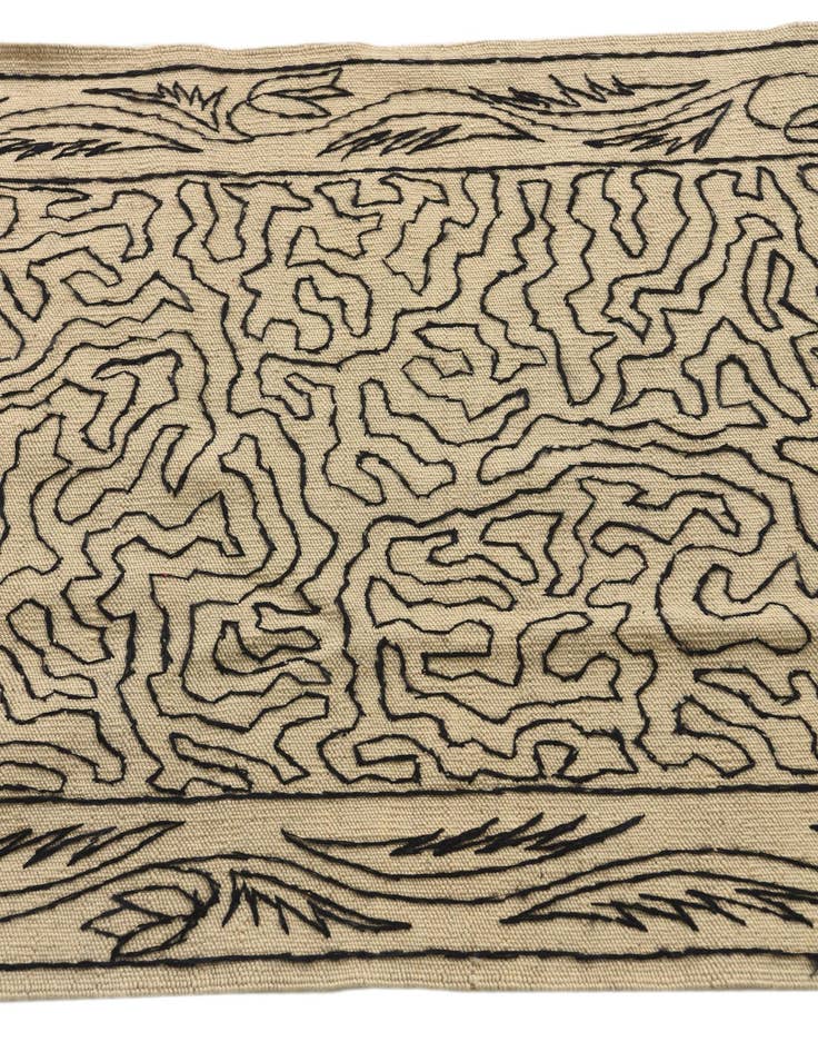 Detail image of  2' 6 x 9' 6  Hand Woven Kilim Suzani Wool Runner Rug