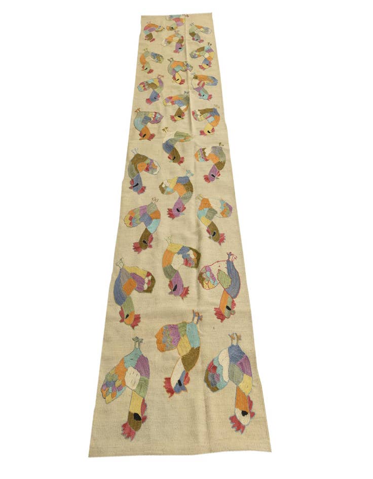 Detail image of  2' 6 x 9' 1  Hand Woven Kilim Suzani Wool Runner Rug