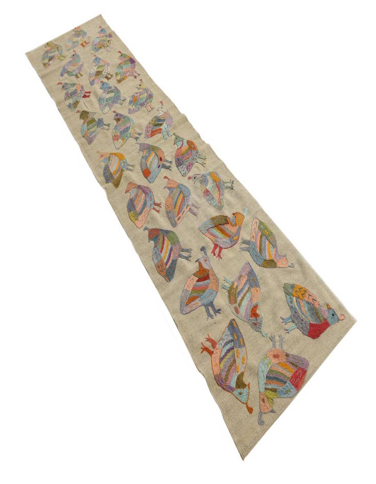 Detail image of  2' 5 x 9' 5  Hand Woven Kilim Suzani Wool Runner Rug